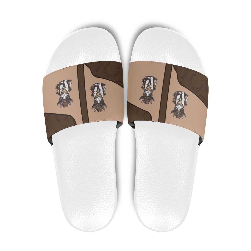 Cowcat Slide Sandals Cowboy Cat Meowdy Retro Western Yoke Brown - Wonder Print Shop