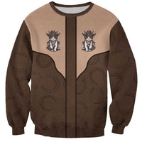 Cowcat Sweatshirt Cowboy Cat Meowdy Retro Western Yoke Brown - Wonder Print Shop