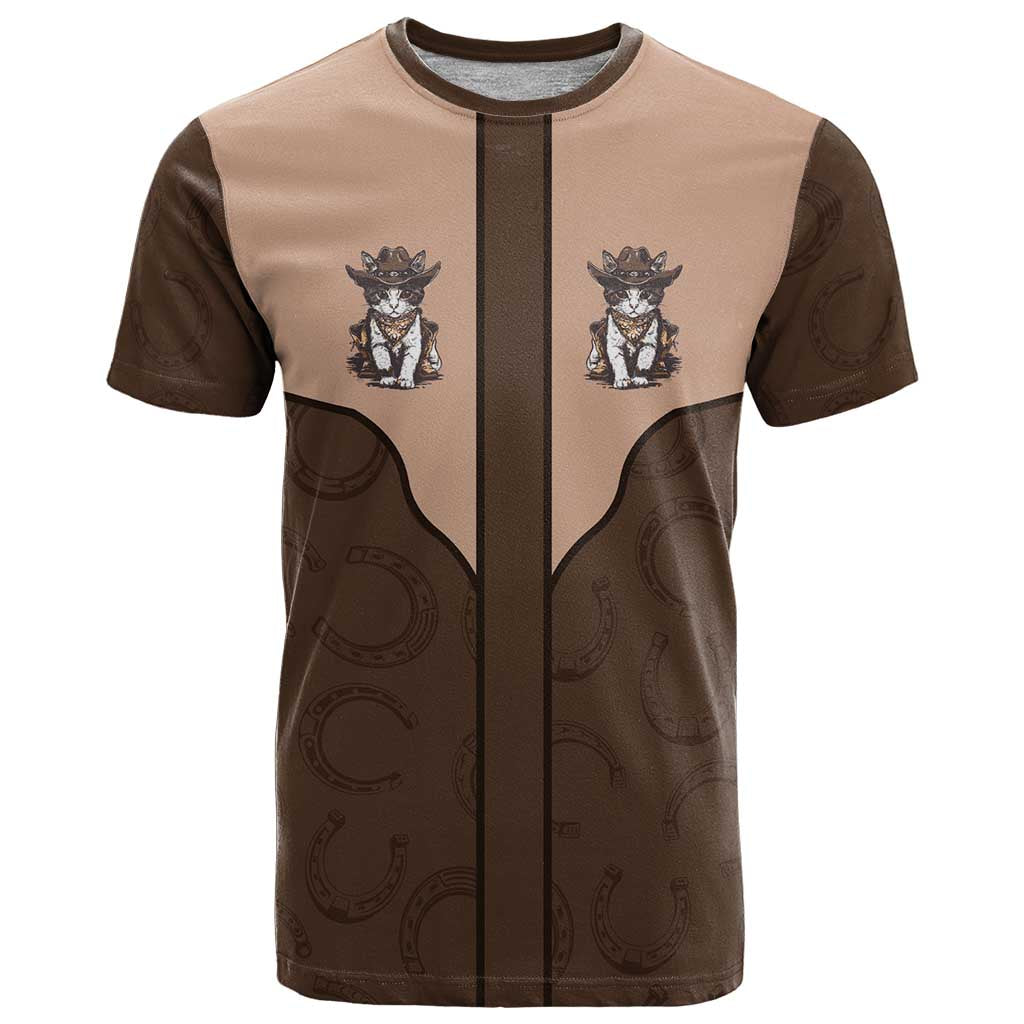 Cowcat T Shirt Cowboy Cat Meowdy Retro Western Yoke Brown - Wonder Print Shop