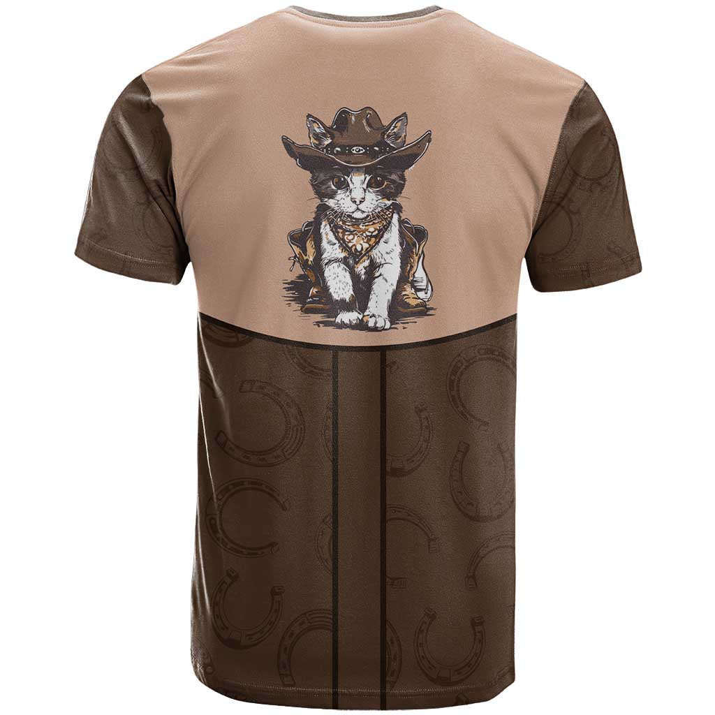 Cowcat T Shirt Cowboy Cat Meowdy Retro Western Yoke Brown - Wonder Print Shop