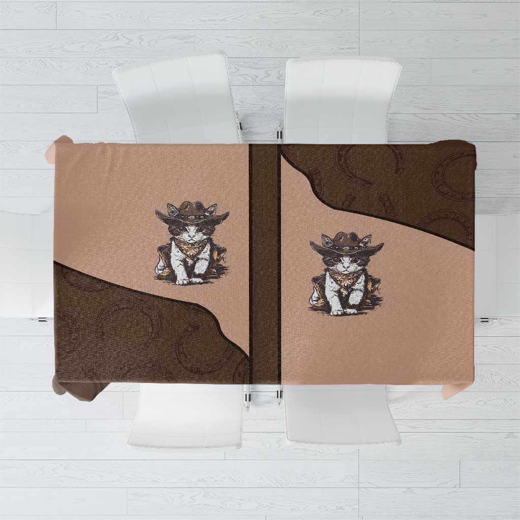 Cowcat Tablecloth Cowboy Cat Meowdy Retro Western Yoke Brown - Wonder Print Shop
