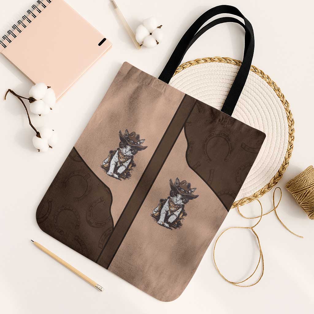 Cowcat Tote Bag Cowboy Cat Meowdy Retro Western Yoke Brown - Wonder Print Shop