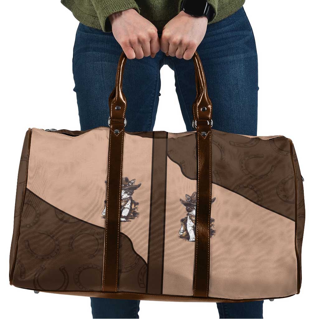 Cowcat Travel Bag Cowboy Cat Meowdy Retro Western Yoke Brown - Wonder Print Shop