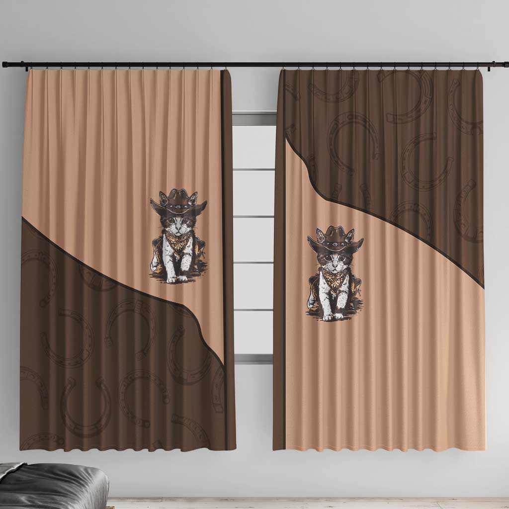 Cowcat Window Curtain Cowboy Cat Meowdy Retro Western Yoke Brown - Wonder Print Shop