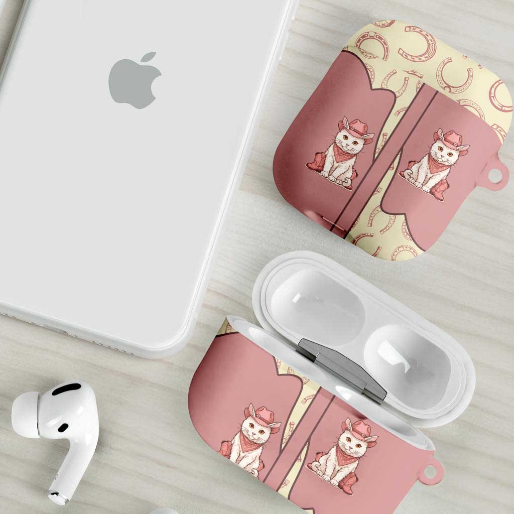 Cowcat AirPods Case Cowboy Cat Meowdy Retro Western Yoke Pink - Wonder Print Shop
