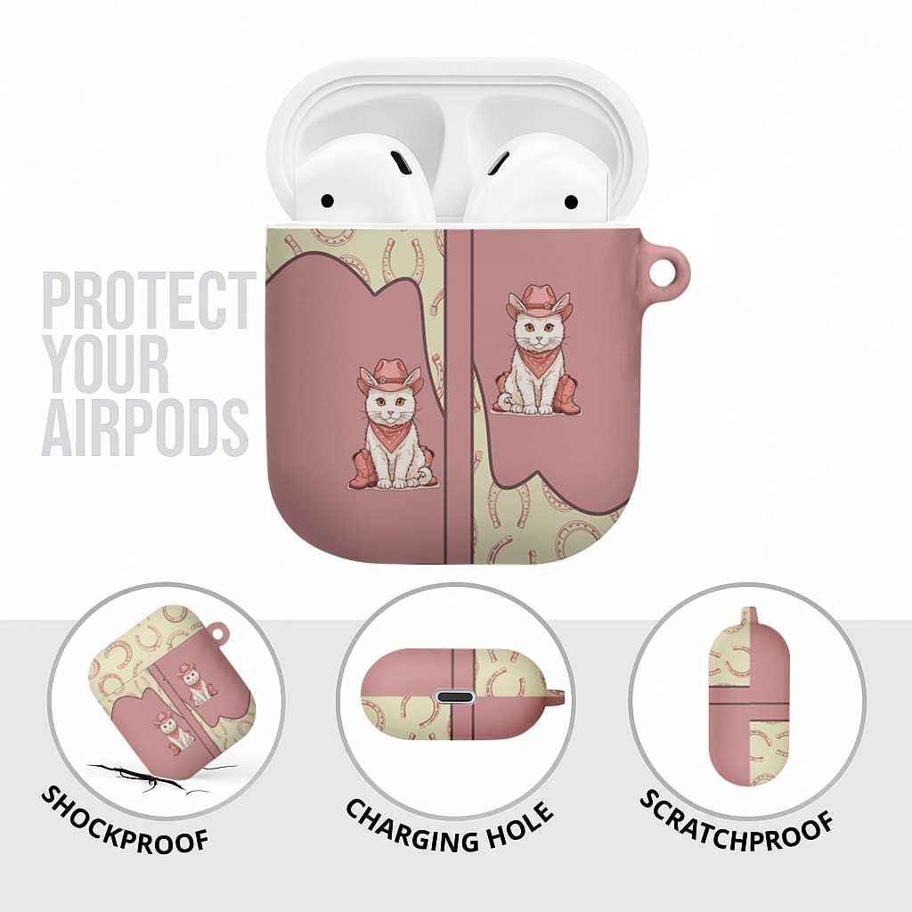Cowcat AirPods Case Cowboy Cat Meowdy Retro Western Yoke Pink - Wonder Print Shop