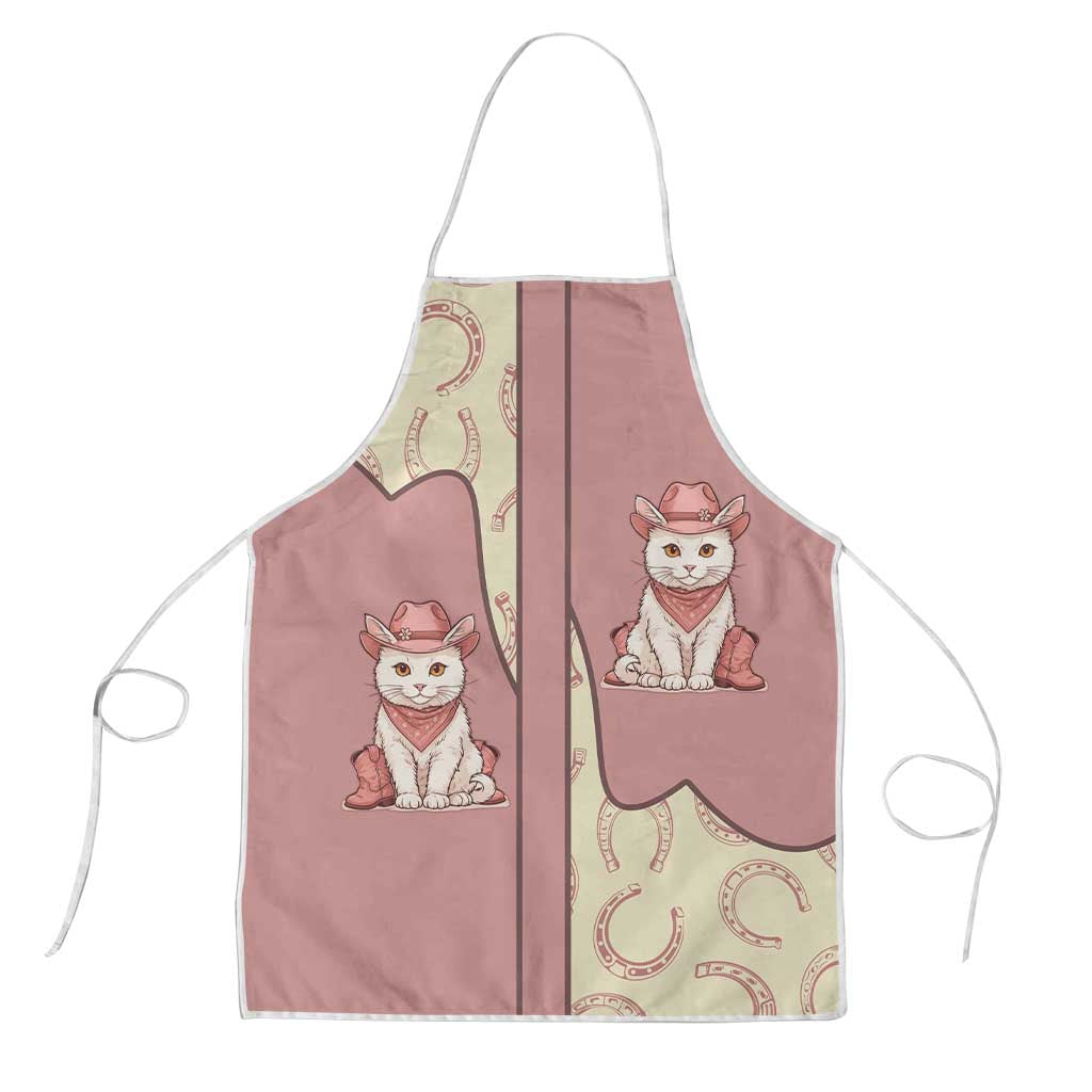 Cowcat Apron Cowboy Cat Meowdy Retro Western Yoke Pink - Wonder Print Shop