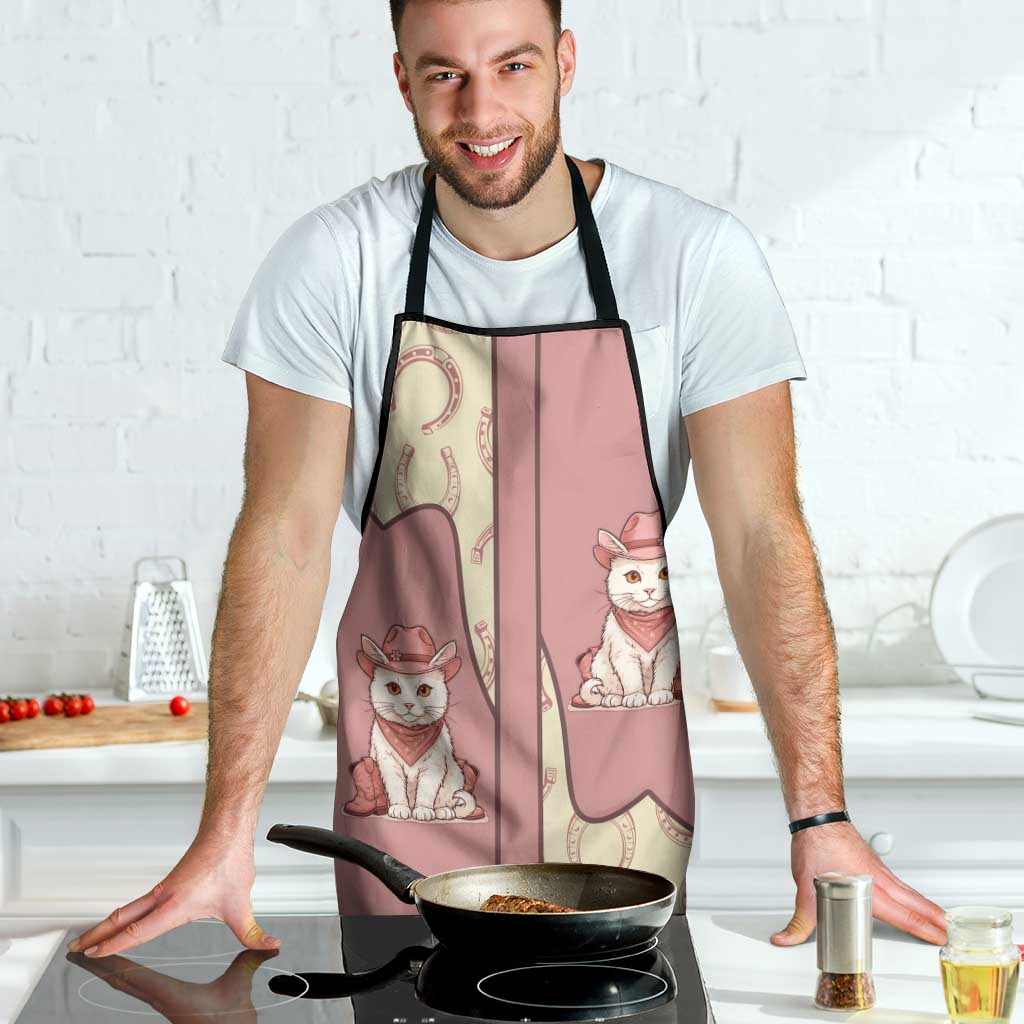 Cowcat Apron Cowboy Cat Meowdy Retro Western Yoke Pink - Wonder Print Shop