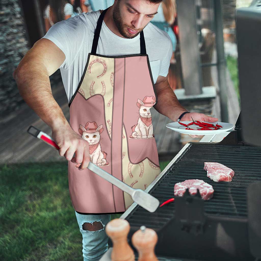 Cowcat Apron Cowboy Cat Meowdy Retro Western Yoke Pink - Wonder Print Shop
