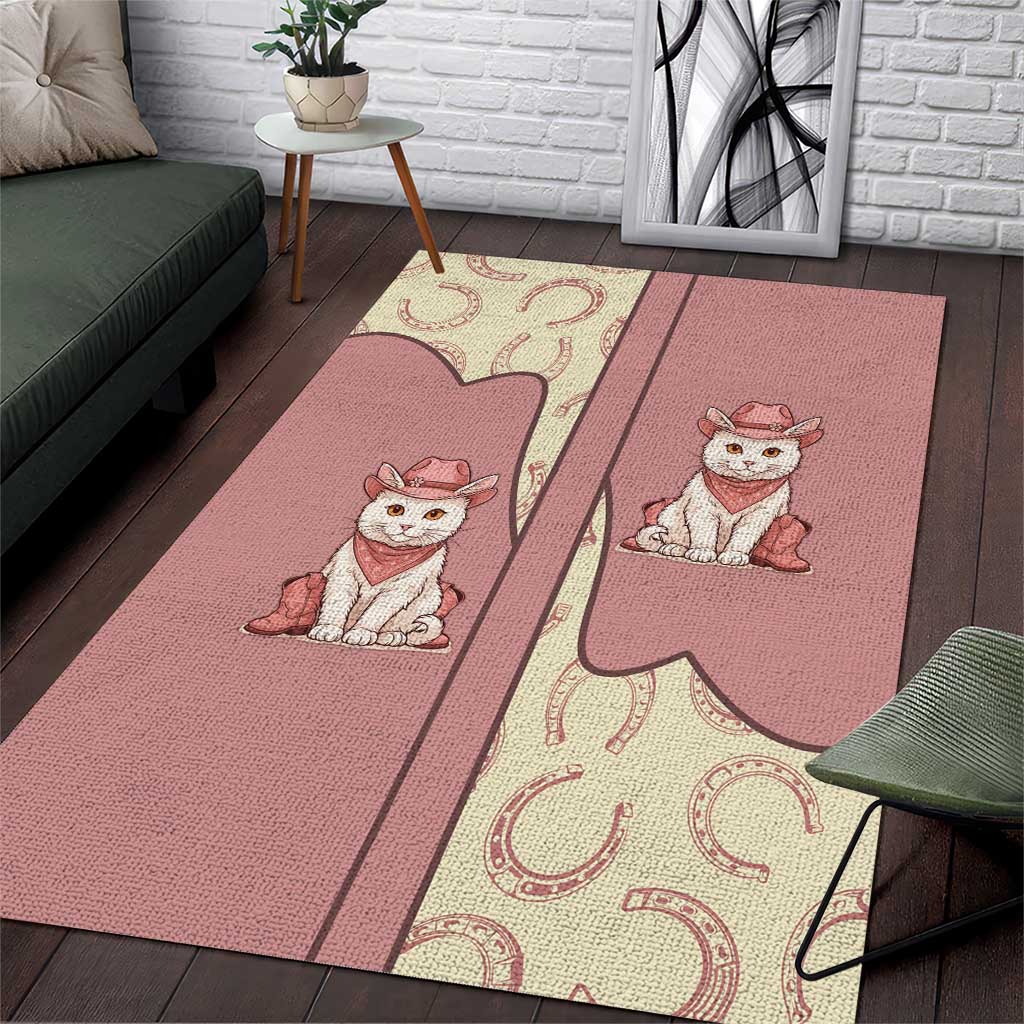 Cowcat Area Rug Cowboy Cat Meowdy Retro Western Yoke Pink - Wonder Print Shop