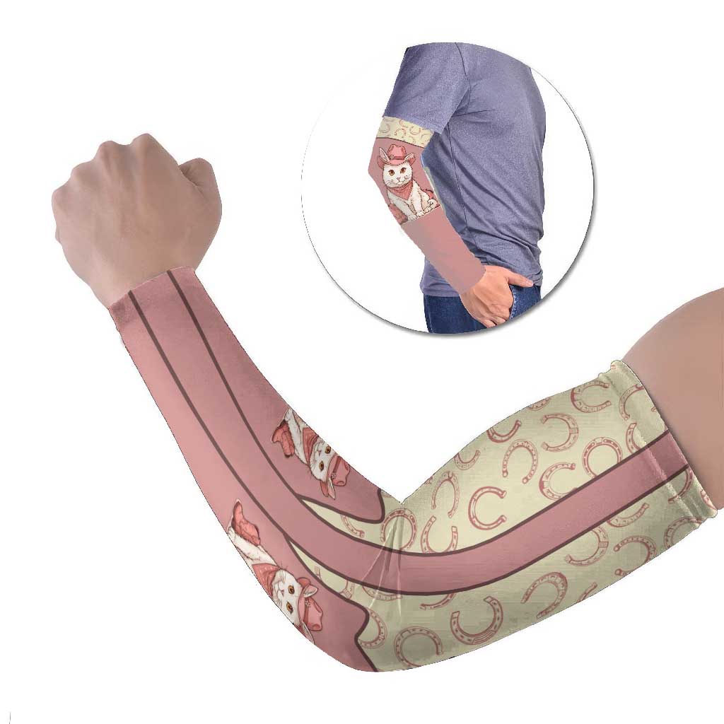 Cowcat Arm Sleeves Cowboy Cat Meowdy Retro Western Yoke Pink - Wonder Print Shop