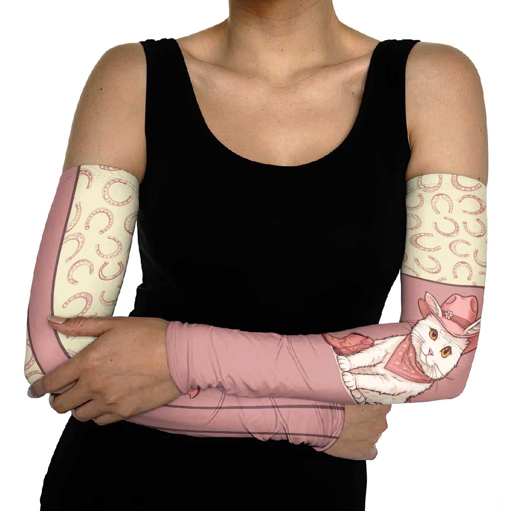 Cowcat Arm Sleeves Cowboy Cat Meowdy Retro Western Yoke Pink - Wonder Print Shop