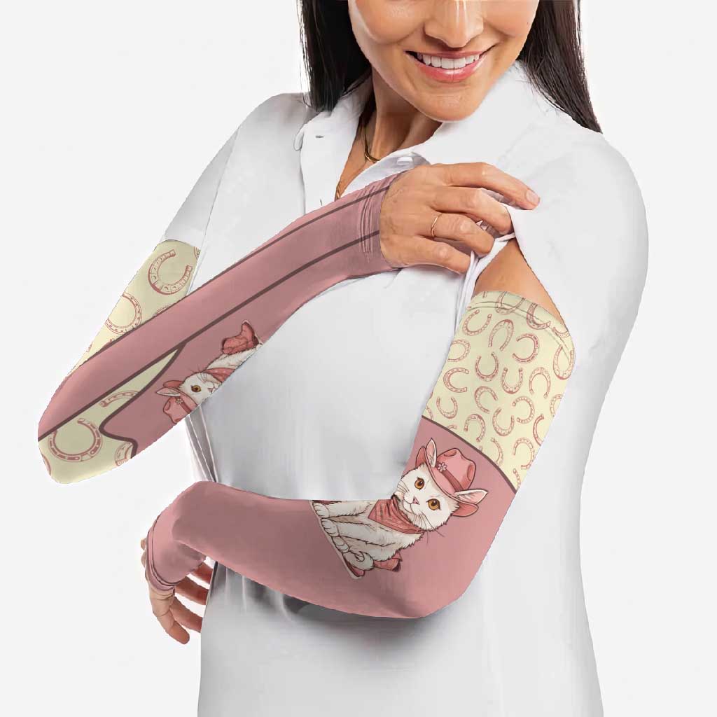 Cowcat Arm Sleeves Cowboy Cat Meowdy Retro Western Yoke Pink - Wonder Print Shop