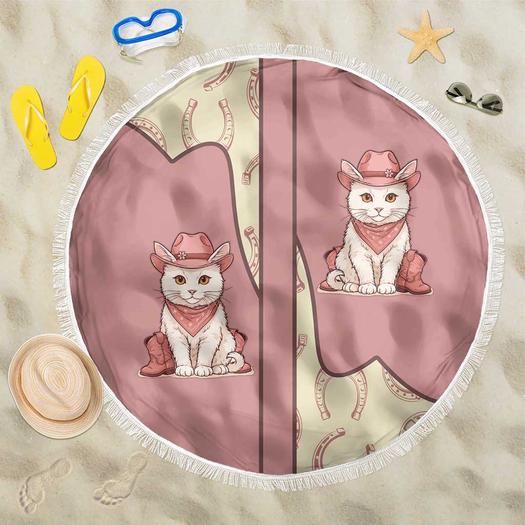 Cowcat Beach Blanket Cowboy Cat Meowdy Retro Western Yoke Pink - Wonder Print Shop