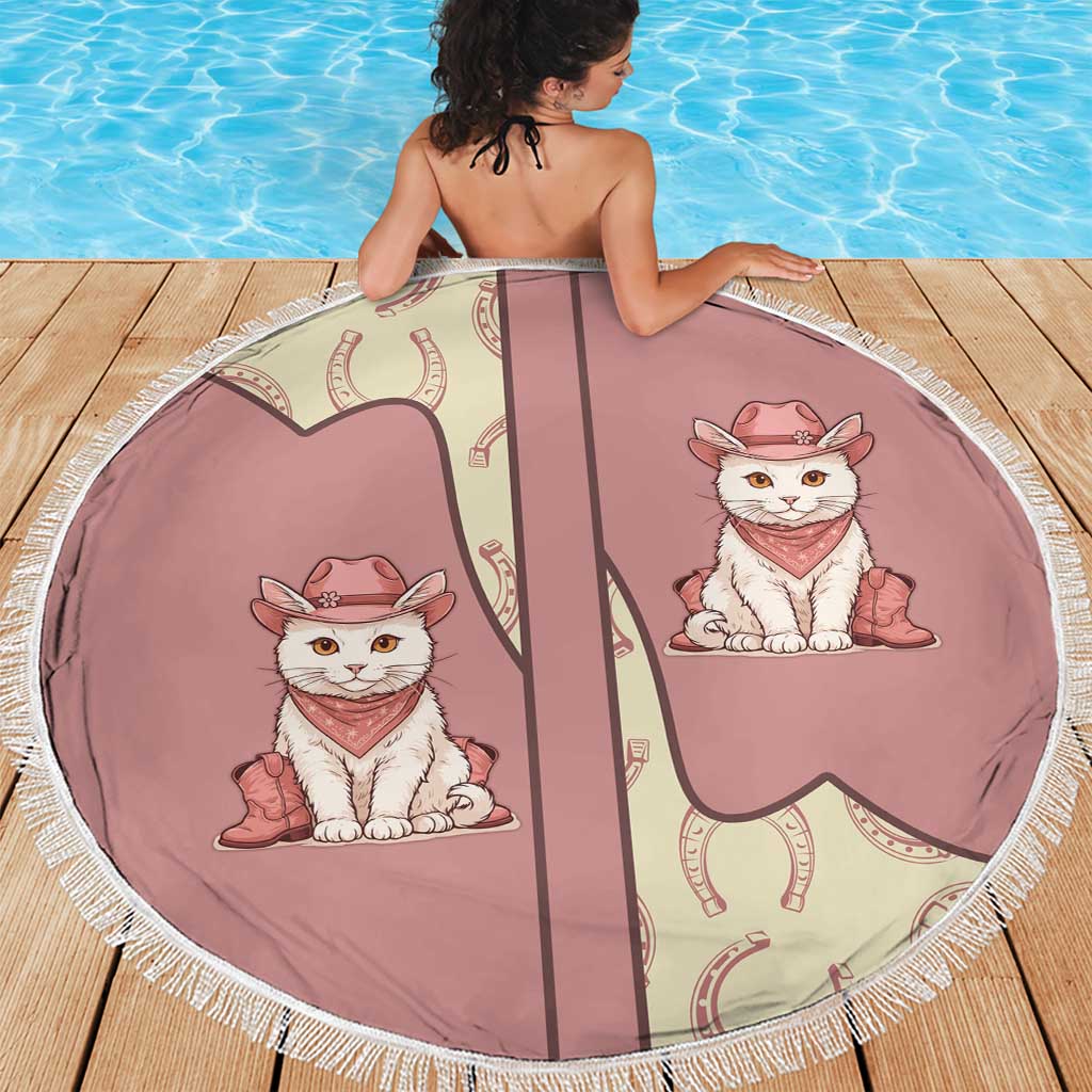 Cowcat Beach Blanket Cowboy Cat Meowdy Retro Western Yoke Pink - Wonder Print Shop