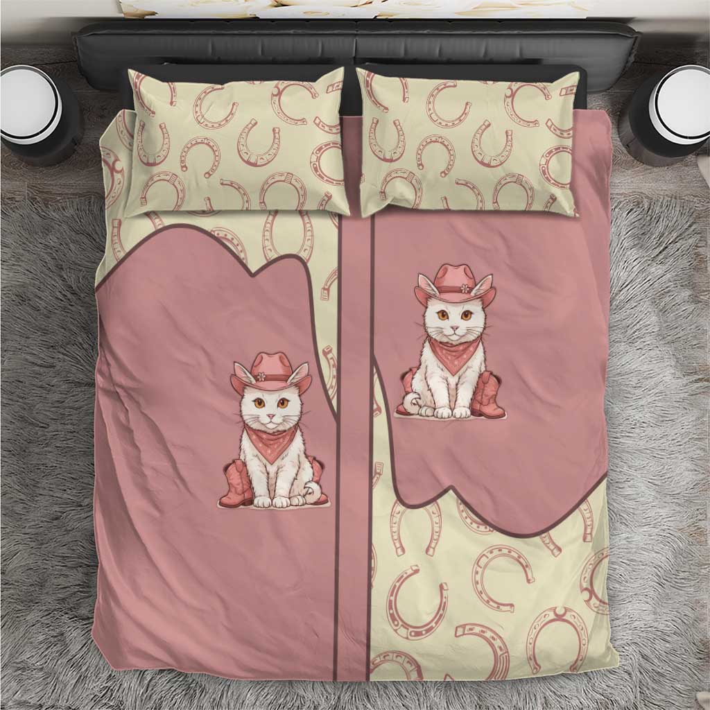 Cowcat Bedding Set Cowboy Cat Meowdy Retro Western Yoke Pink - Wonder Print Shop