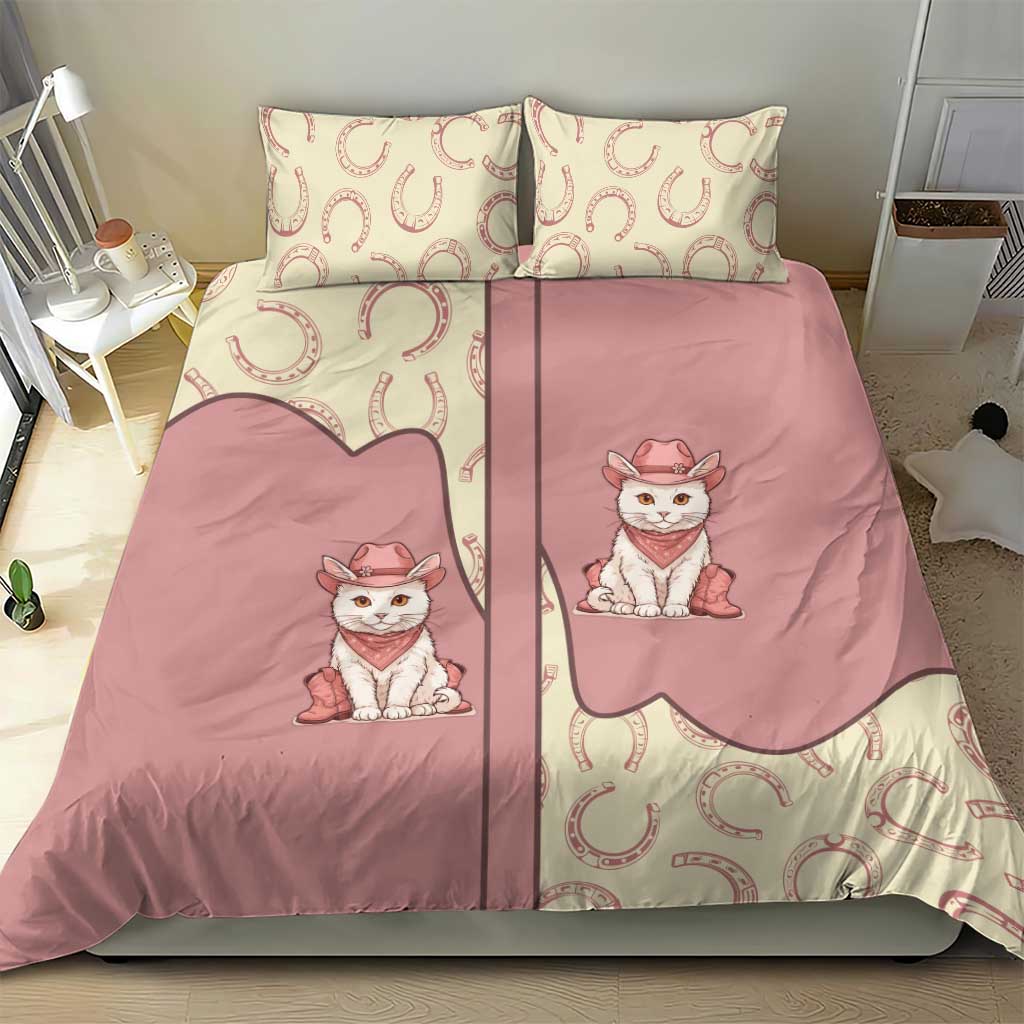 Cowcat Bedding Set Cowboy Cat Meowdy Retro Western Yoke Pink - Wonder Print Shop