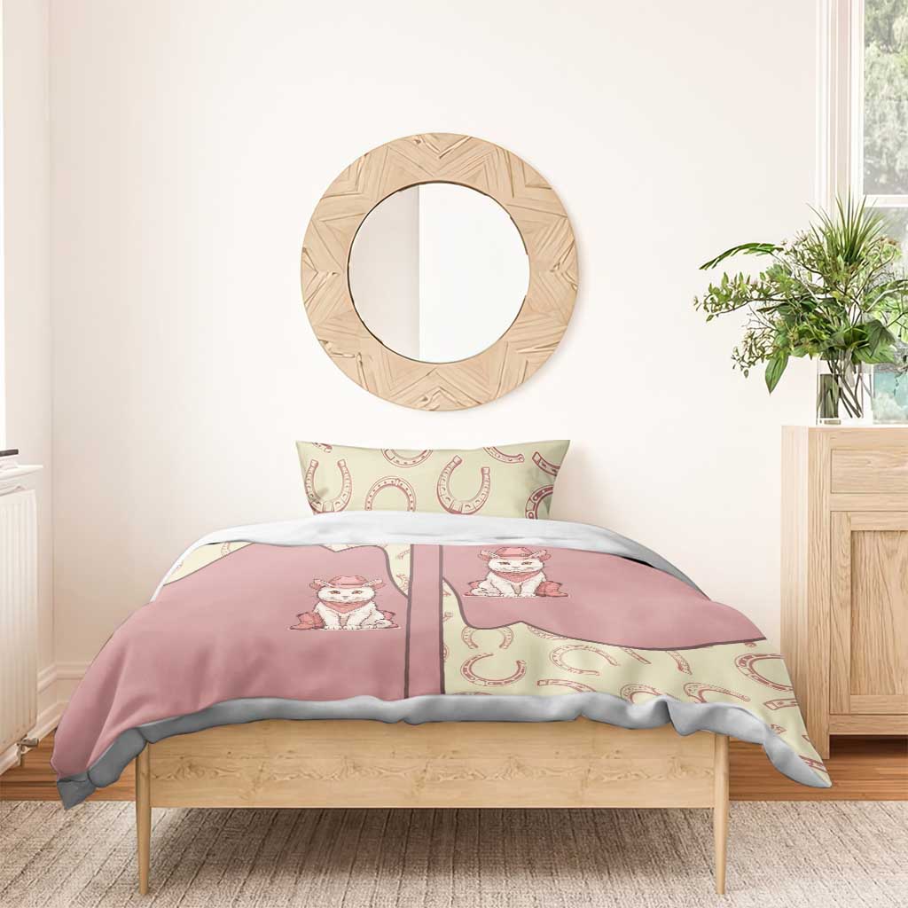 Cowcat Bedding Set Cowboy Cat Meowdy Retro Western Yoke Pink - Wonder Print Shop