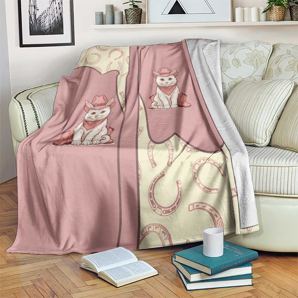 Cowcat Blanket Cowboy Cat Meowdy Retro Western Yoke Pink - Wonder Print Shop