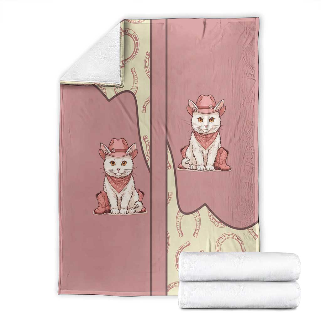 Cowcat Blanket Cowboy Cat Meowdy Retro Western Yoke Pink - Wonder Print Shop