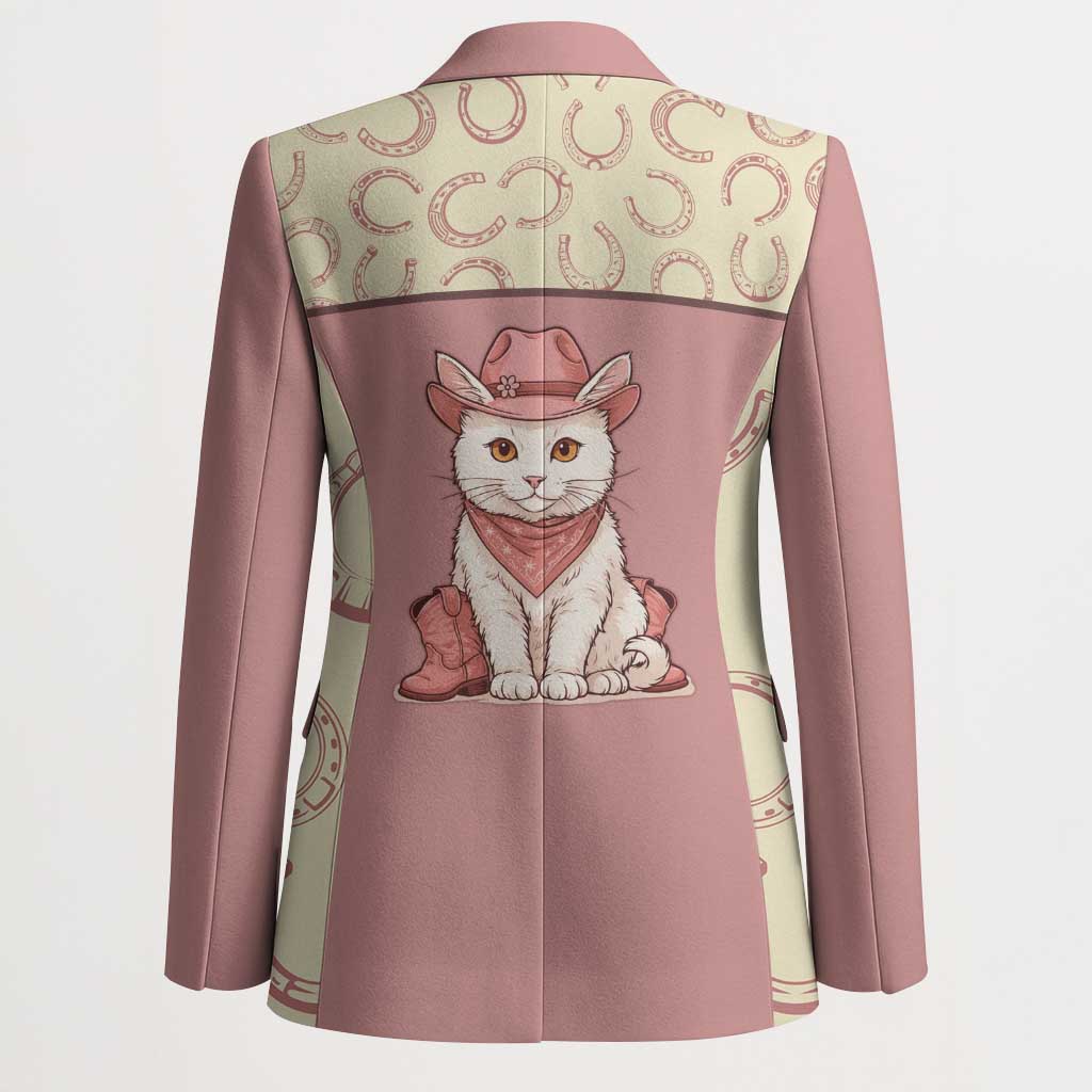 Cowcat Blazer Cowboy Cat Meowdy Retro Western Yoke Pink - Wonder Print Shop