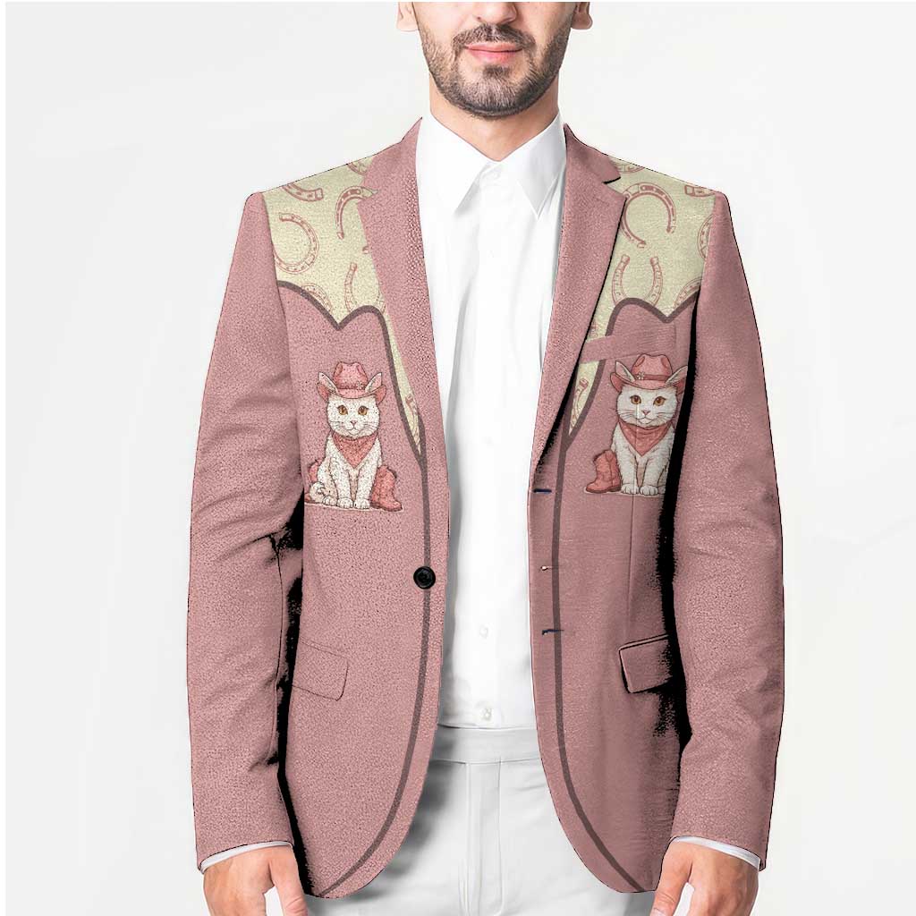 Cowcat Blazer Cowboy Cat Meowdy Retro Western Yoke Pink - Wonder Print Shop
