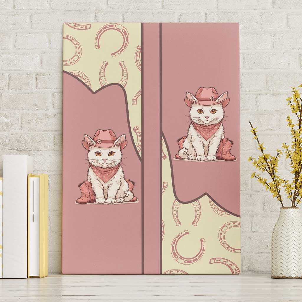 Cowcat Canvas Wall Art Cowboy Cat Meowdy Retro Western Yoke Pink - Wonder Print Shop