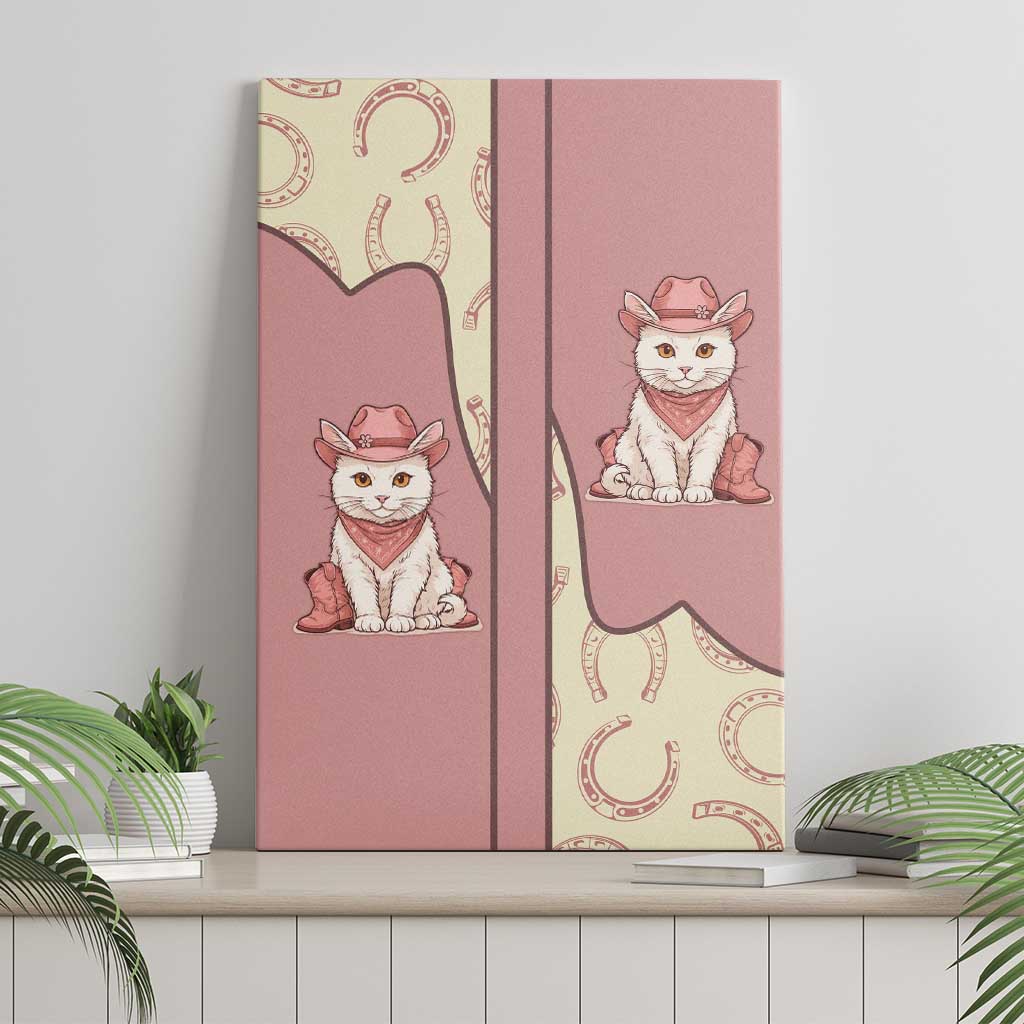 Cowcat Canvas Wall Art Cowboy Cat Meowdy Retro Western Yoke Pink - Wonder Print Shop