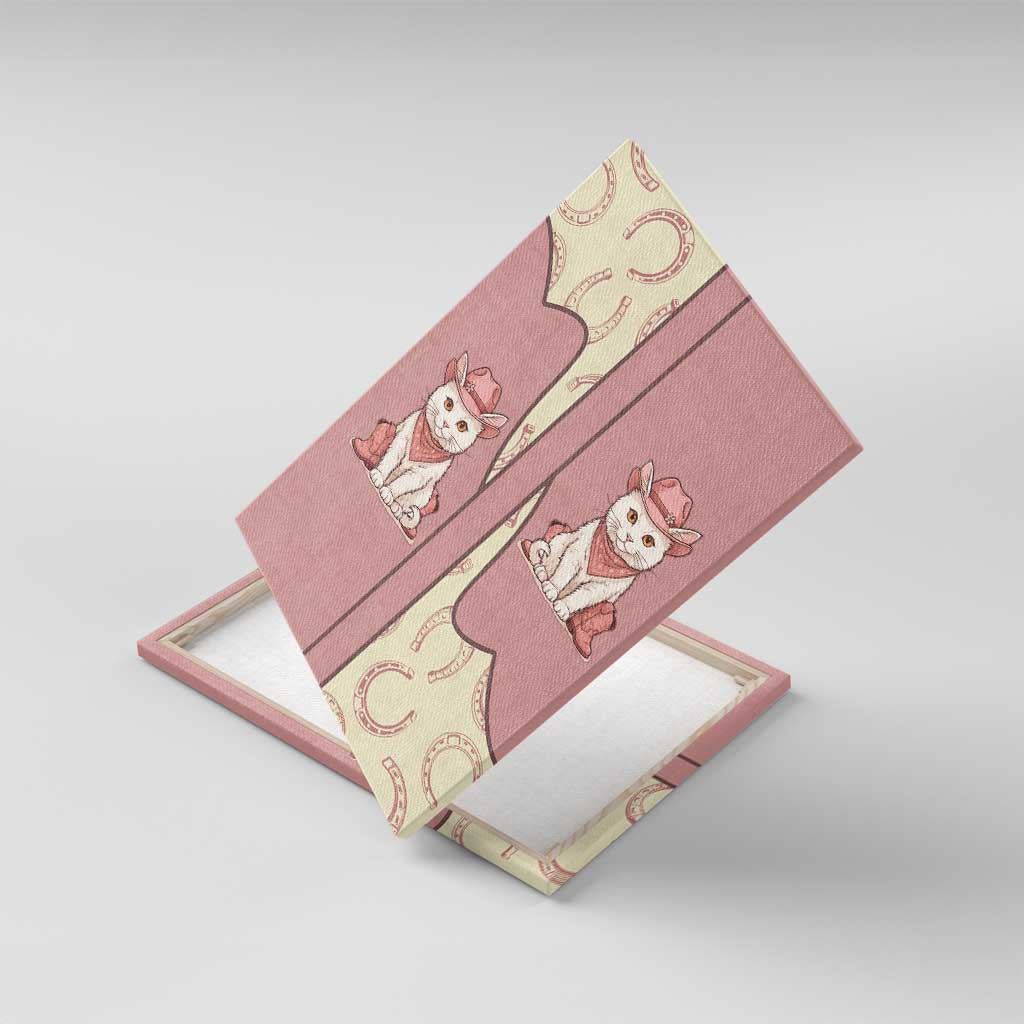 Cowcat Canvas Wall Art Cowboy Cat Meowdy Retro Western Yoke Pink - Wonder Print Shop