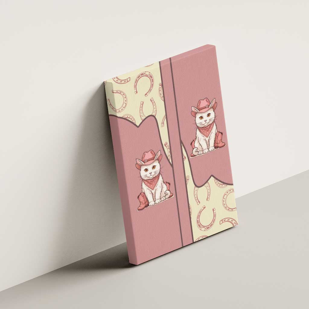 Cowcat Canvas Wall Art Cowboy Cat Meowdy Retro Western Yoke Pink - Wonder Print Shop