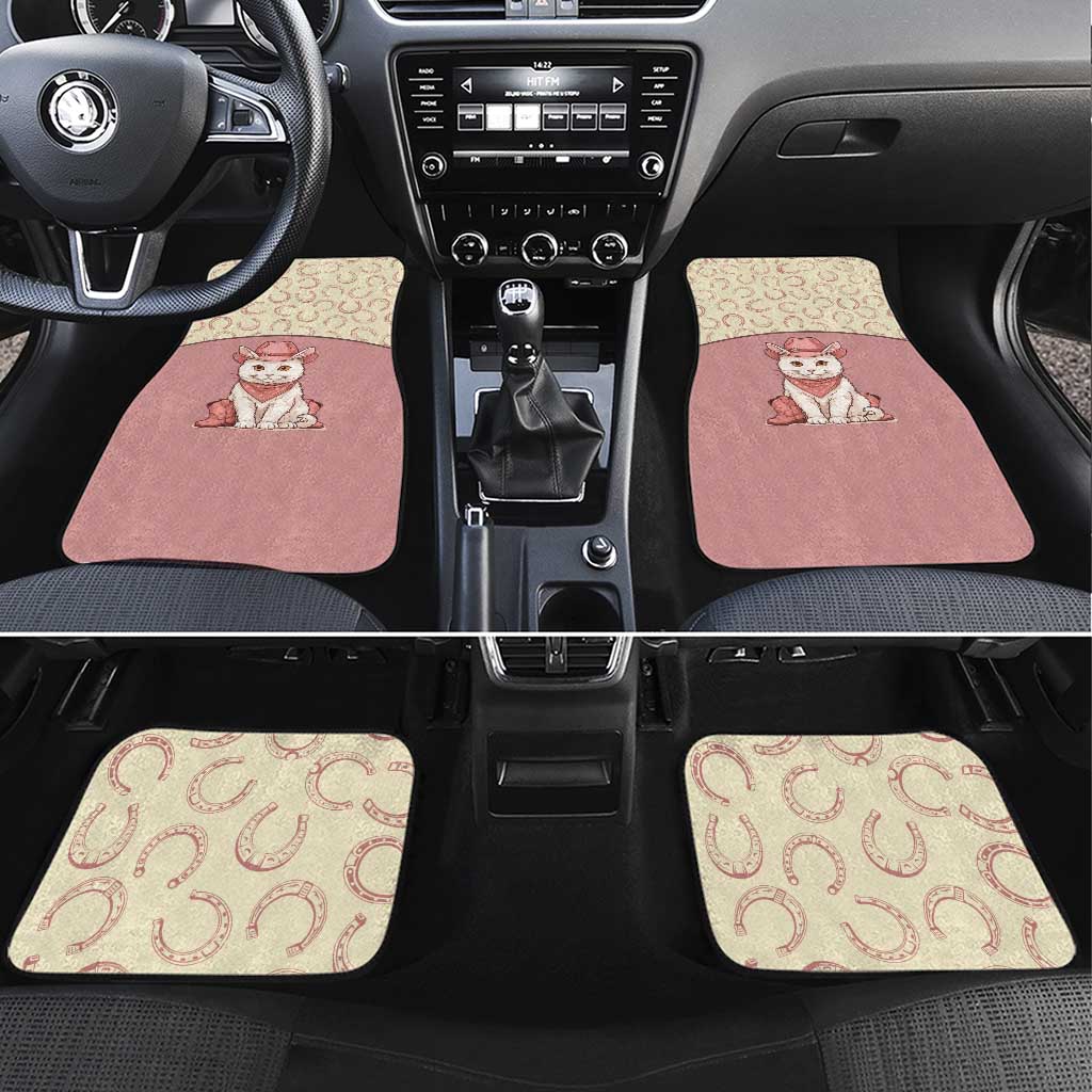 Cowcat Car Mats Cowboy Cat Meowdy Retro Western Yoke Pink - Wonder Print Shop