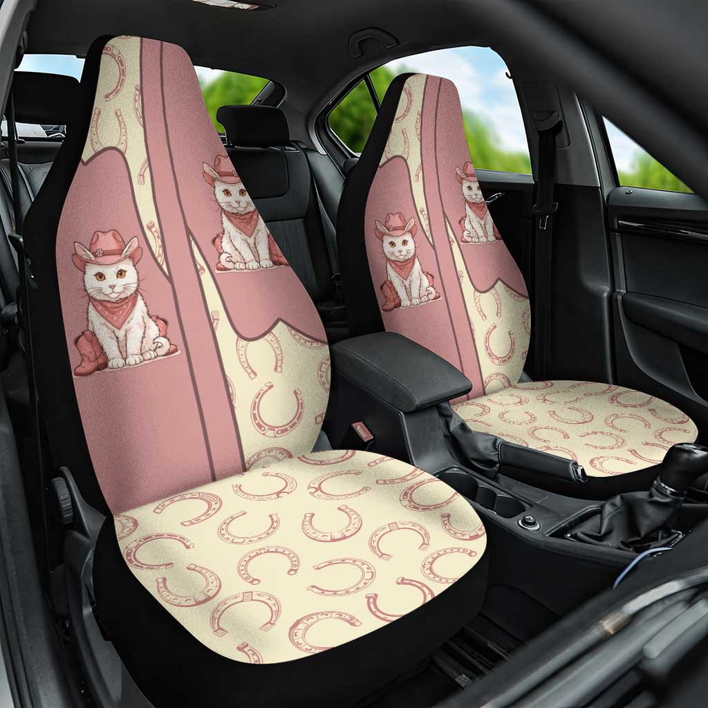 Cowcat Car Seat Cover Cowboy Cat Meowdy Retro Western Yoke Pink - Wonder Print Shop
