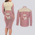 Cowcat Couples Matching Long Sleeve Bodycon Dress and Long Sleeve Button Shirt Cowboy Cat Meowdy Retro Western Yoke Pink - Wonder Print Shop