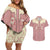 Cowcat Couples Matching Off Shoulder Short Dress and Hawaiian Shirt Cowboy Cat Meowdy Retro Western Yoke Pink - Wonder Print Shop