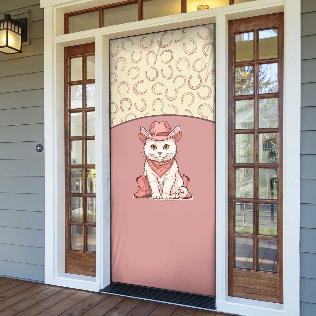 Cowcat Door Cover Cowboy Cat Meowdy Retro Western Yoke Pink - Wonder Print Shop