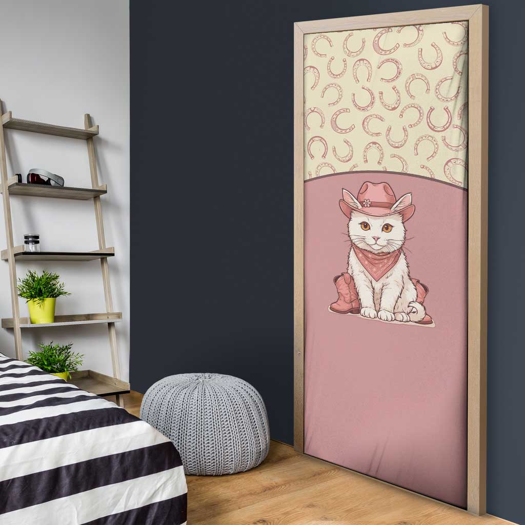 Cowcat Door Cover Cowboy Cat Meowdy Retro Western Yoke Pink - Wonder Print Shop