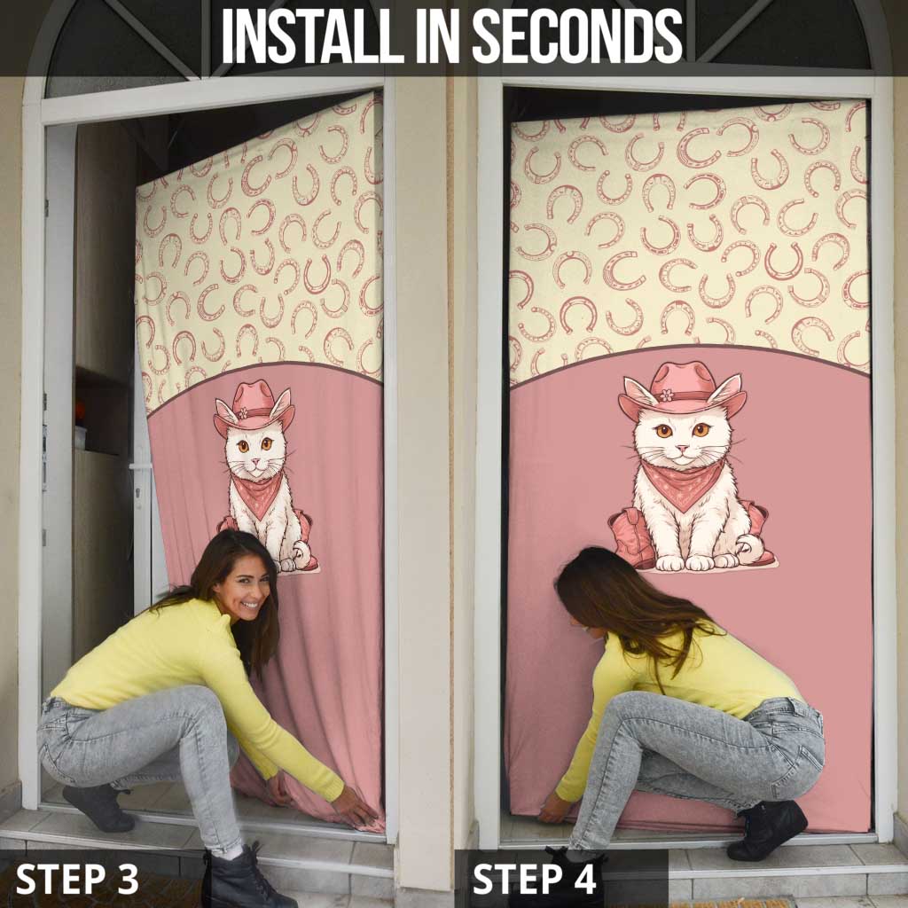 Cowcat Door Cover Cowboy Cat Meowdy Retro Western Yoke Pink - Wonder Print Shop