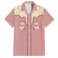 Cowcat Family Matching Long Sleeve Bodycon Dress and Hawaiian Shirt Cowboy Cat Meowdy Retro Western Yoke Pink - Wonder Print Shop