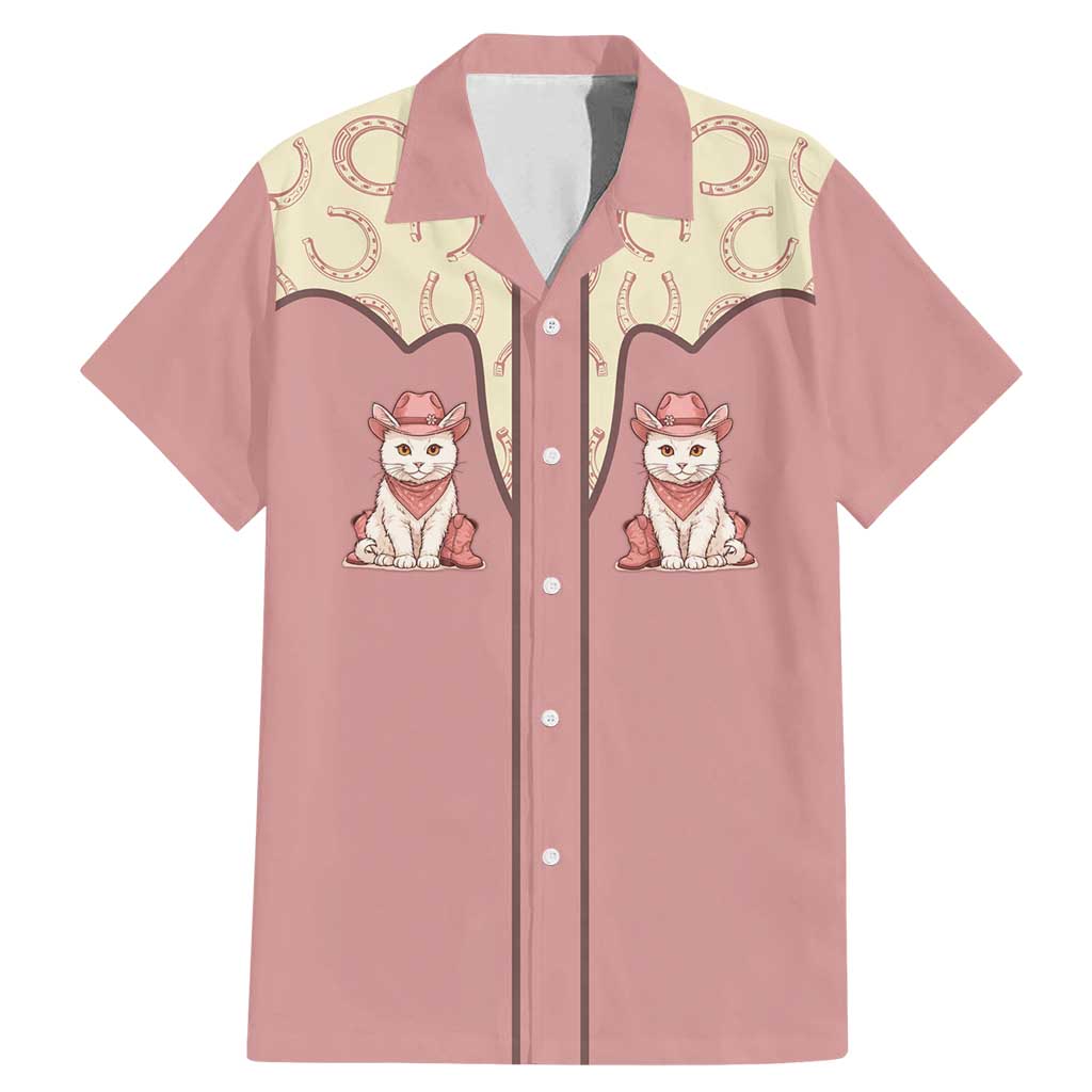 Cowcat Family Matching Mermaid Dress and Hawaiian Shirt Cowboy Cat Meowdy Retro Western Yoke Pink - Wonder Print Shop