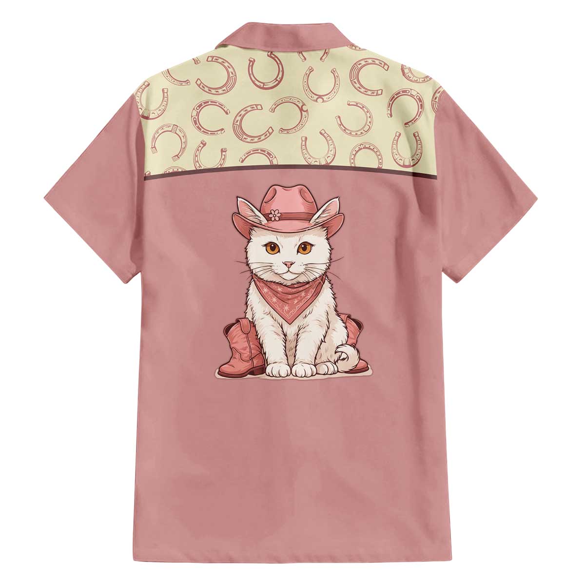 Cowcat Family Matching Off The Shoulder Long Sleeve Dress and Hawaiian Shirt Cowboy Cat Meowdy Retro Western Yoke Pink - Wonder Print Shop