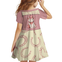 Cowcat Family Matching Short Sleeve Bodycon Dress and Hawaiian Shirt Cowboy Cat Meowdy Retro Western Yoke Pink - Wonder Print Shop