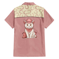Cowcat Family Matching Short Sleeve Bodycon Dress and Hawaiian Shirt Cowboy Cat Meowdy Retro Western Yoke Pink - Wonder Print Shop