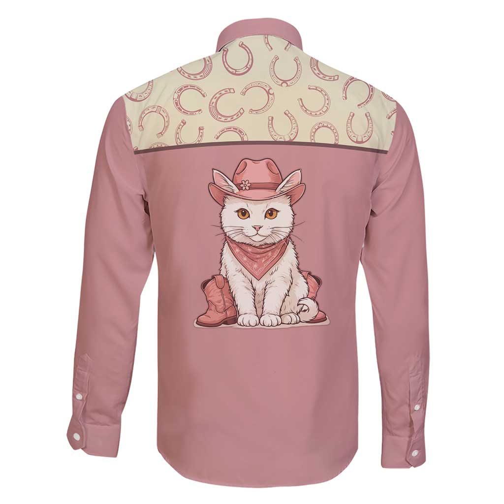 Cowcat Family Matching Short Sleeve Bodycon Dress and Hawaiian Shirt Cowboy Cat Meowdy Retro Western Yoke Pink - Wonder Print Shop