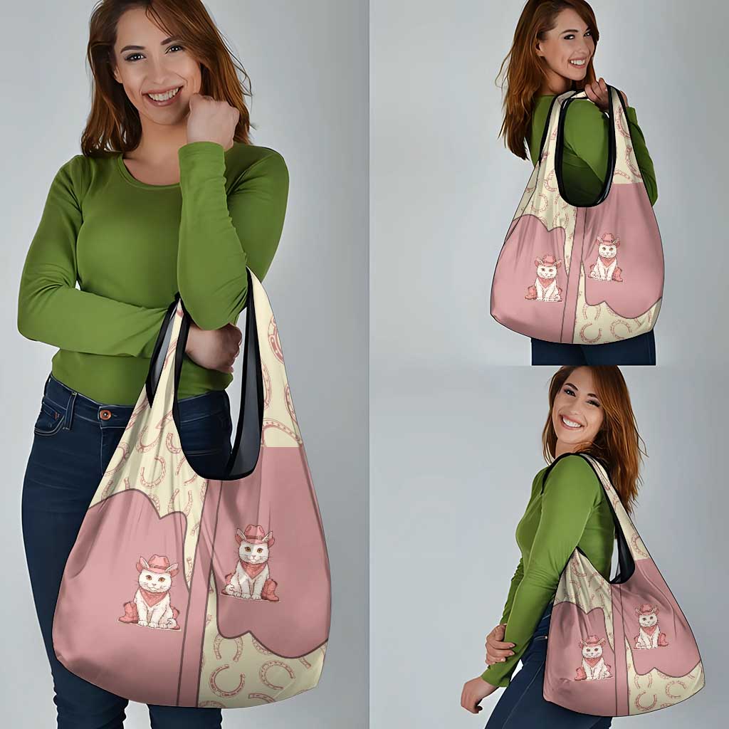 Cowcat Grocery Bag Cowboy Cat Meowdy Retro Western Yoke Pink - Wonder Print Shop
