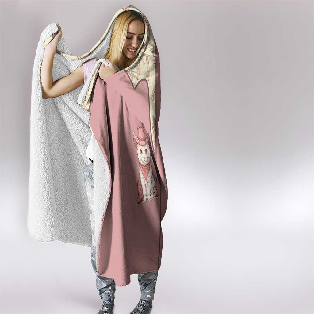 Cowcat Hooded Blanket Cowboy Cat Meowdy Retro Western Yoke Pink - Wonder Print Shop