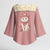 Cowcat Kimono Sleeve Blouse Cowboy Cat Meowdy Retro Western Yoke Pink - Wonder Print Shop