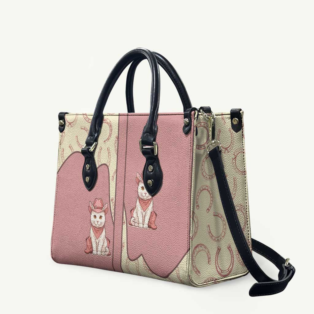 Cowcat Leather Bag Cowboy Cat Meowdy Retro Western Yoke Pink - Wonder Print Shop