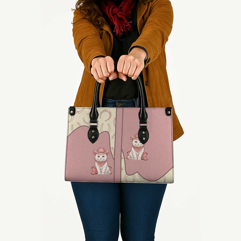 Cowcat Leather Bag Cowboy Cat Meowdy Retro Western Yoke Pink - Wonder Print Shop