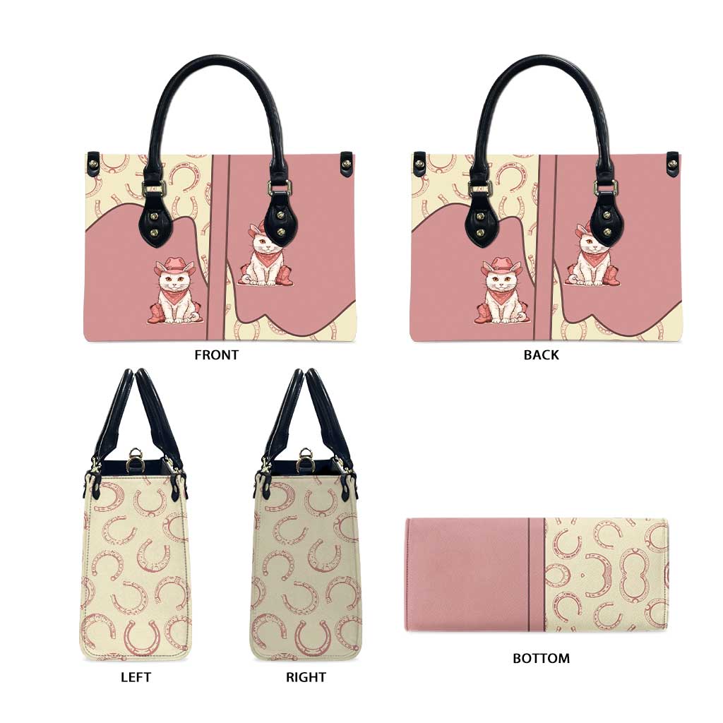 Cowcat Leather Bag Cowboy Cat Meowdy Retro Western Yoke Pink - Wonder Print Shop
