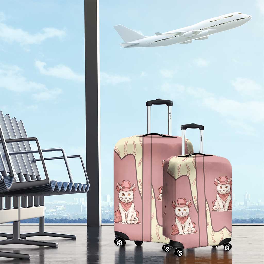 Cowcat Luggage Cover Cowboy Cat Meowdy Retro Western Yoke Pink - Wonder Print Shop